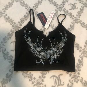 NWT ROMWE Heart & Wings Cropped Tank top